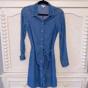 Denim Button dress with tie